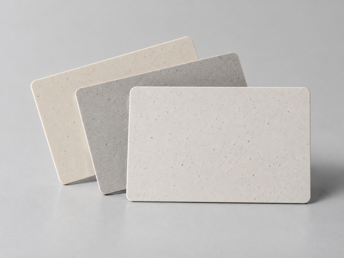 Off-white speckled recycled PVC plastic cards